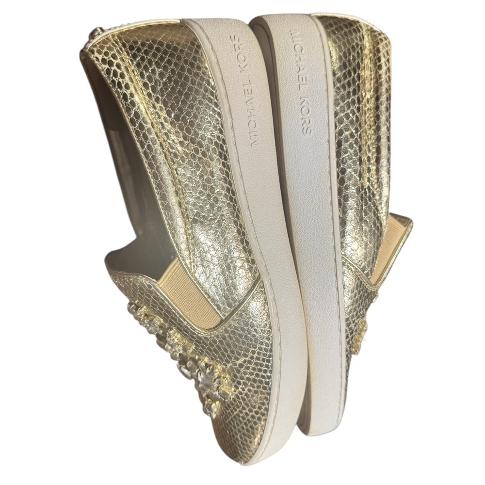 Michael Kors Gold Embellished Slip-On Sneakers - Picture 8 of 15